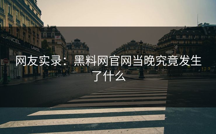 网友实录：黑料网官网当晚究竟发生了什么