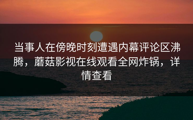 当事人在傍晚时刻遭遇内幕评论区沸腾，蘑菇影视在线观看全网炸锅，详情查看