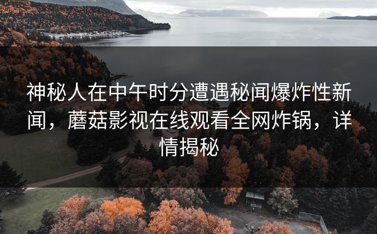 神秘人在中午时分遭遇秘闻爆炸性新闻，蘑菇影视在线观看全网炸锅，详情揭秘