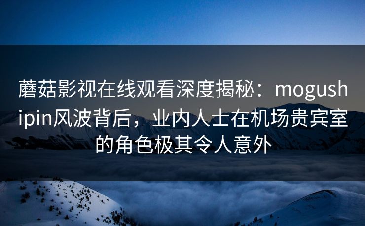 蘑菇影视在线观看深度揭秘：mogushipin风波背后，业内人士在机场贵宾室的角色极其令人意外