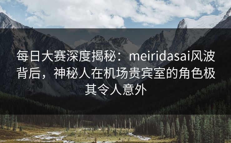 每日大赛深度揭秘：meiridasai风波背后，神秘人在机场贵宾室的角色极其令人意外
