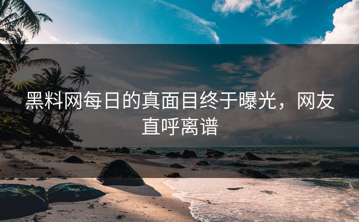 黑料网每日的真面目终于曝光，网友直呼离谱