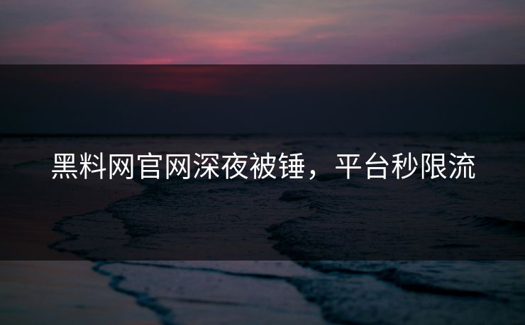 黑料网官网深夜被锤，平台秒限流