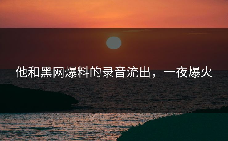 他和黑网爆料的录音流出，一夜爆火