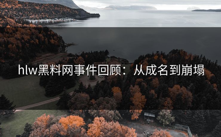 hlw黑料网事件回顾：从成名到崩塌