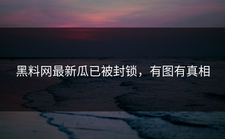 黑料网最新瓜已被封锁，有图有真相
