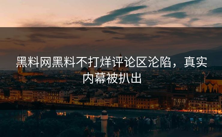 黑料网黑料不打烊评论区沦陷，真实内幕被扒出
