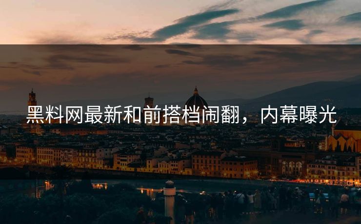 黑料网最新和前搭档闹翻，内幕曝光