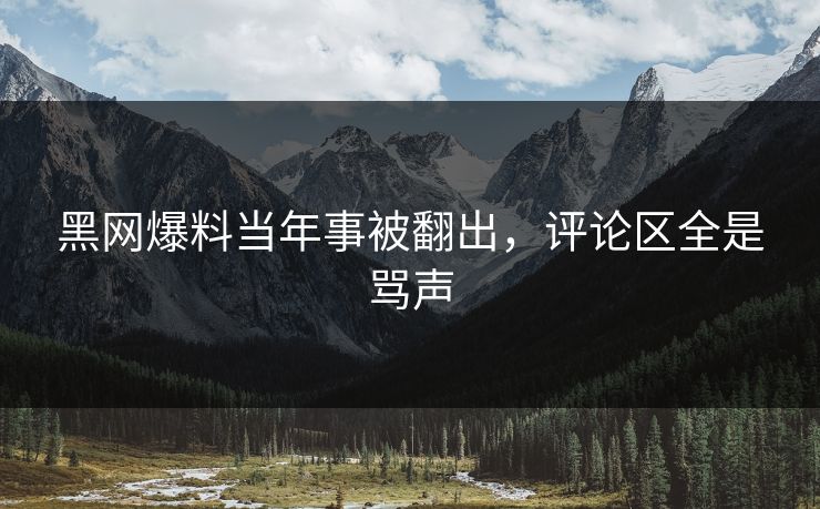 黑网爆料当年事被翻出，评论区全是骂声