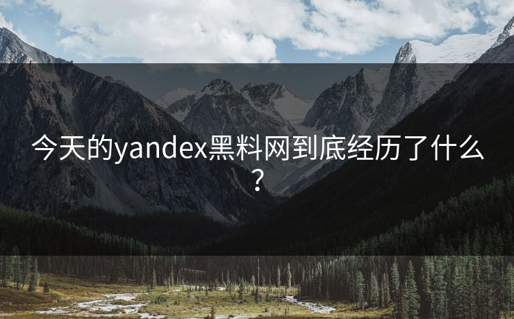 今天的yandex黑料网到底经历了什么？