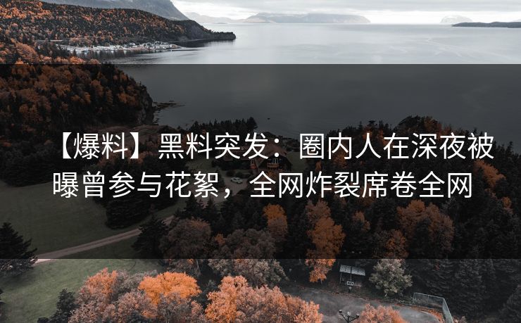 【爆料】黑料突发：圈内人在深夜被曝曾参与花絮，全网炸裂席卷全网