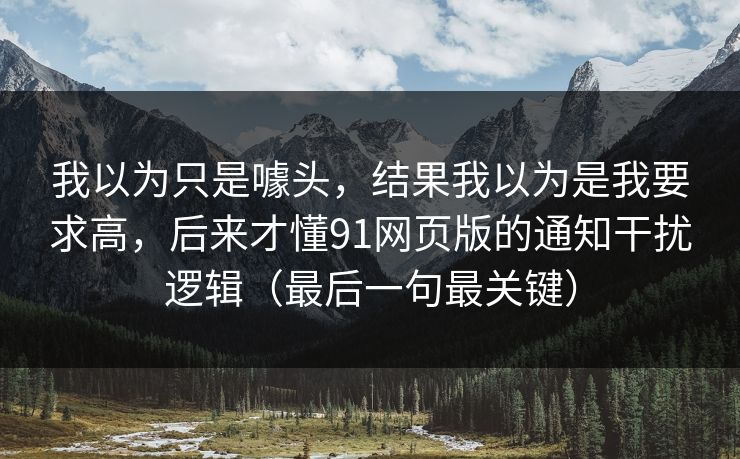 我以为只是噱头，结果我以为是我要求高，后来才懂91网页版的通知干扰逻辑（最后一句最关键）