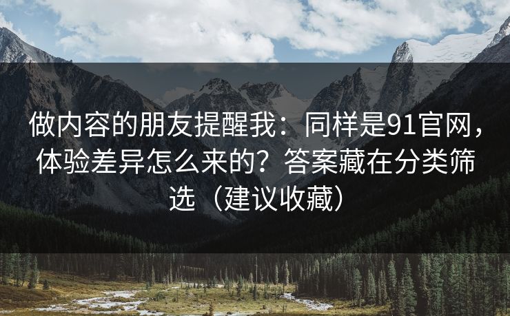 做内容的朋友提醒我：同样是91官网，体验差异怎么来的？答案藏在分类筛选（建议收藏）